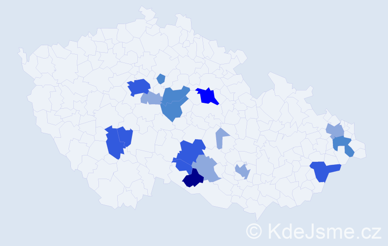 Příjmení: 'Silvestr', počet výskytů 40 v celé ČR