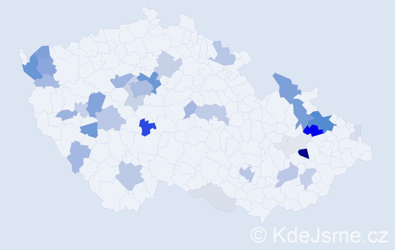 Příjmení: 'Kolb', počet výskytů 110 v celé ČR