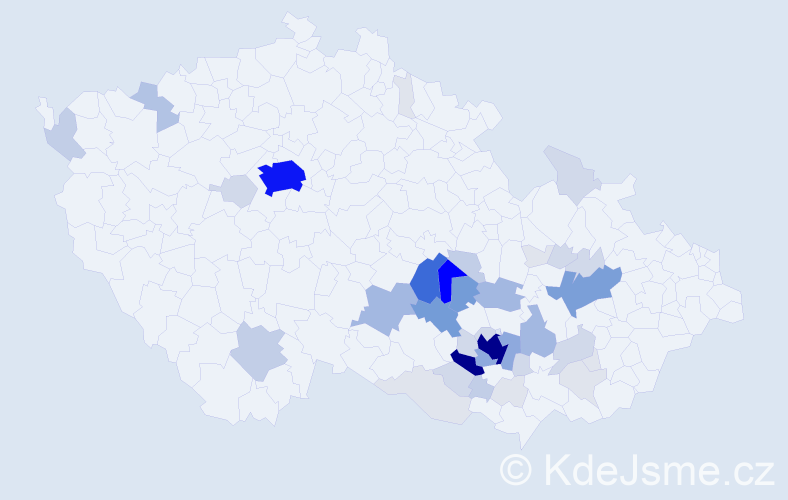 Příjmení: 'Chrást', počet výskytů 221 v celé ČR
