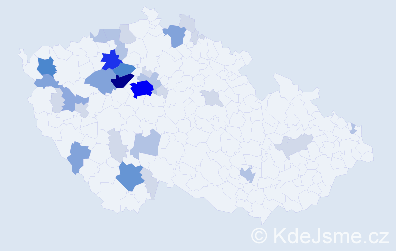 Příjmení: 'Pešula', počet výskytů 106 v celé ČR