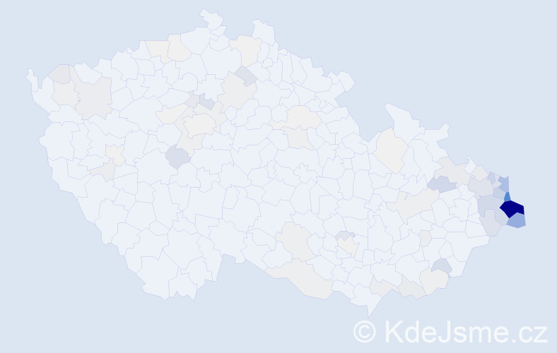 Příjmení: 'Wojnar', počet výskytů 400 v celé ČR