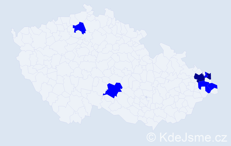 Příjmení: 'Kleberc', počet výskytů 9 v celé ČR