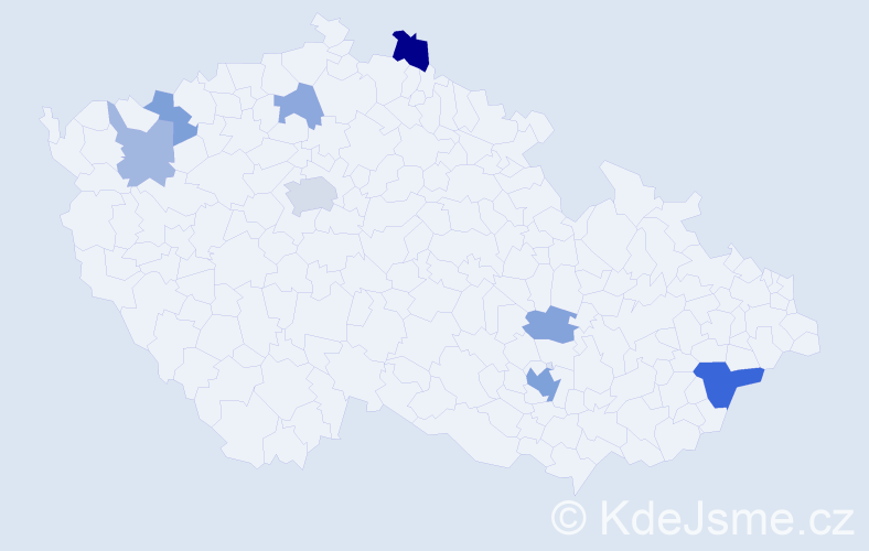 Příjmení: 'Samotná', počet výskytů 17 v celé ČR