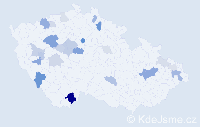 Příjmení: 'Todorovová', počet výskytů 59 v celé ČR
