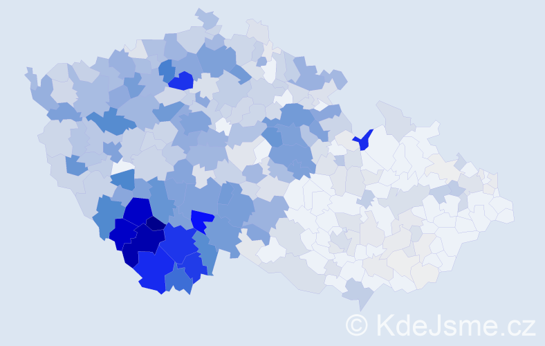 Příjmení: 'Kouba', počet výskytů 2304 v celé ČR
