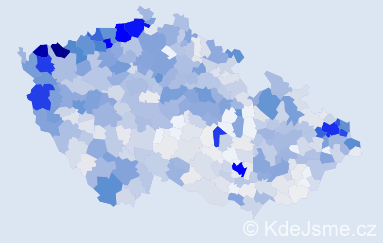 Příjmení: 'Horváth', počet výskytů 4502 v celé ČR