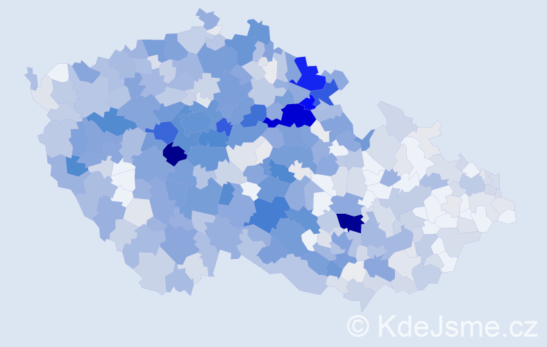 Příjmení: 'Souček', počet výskytů 3769 v celé ČR