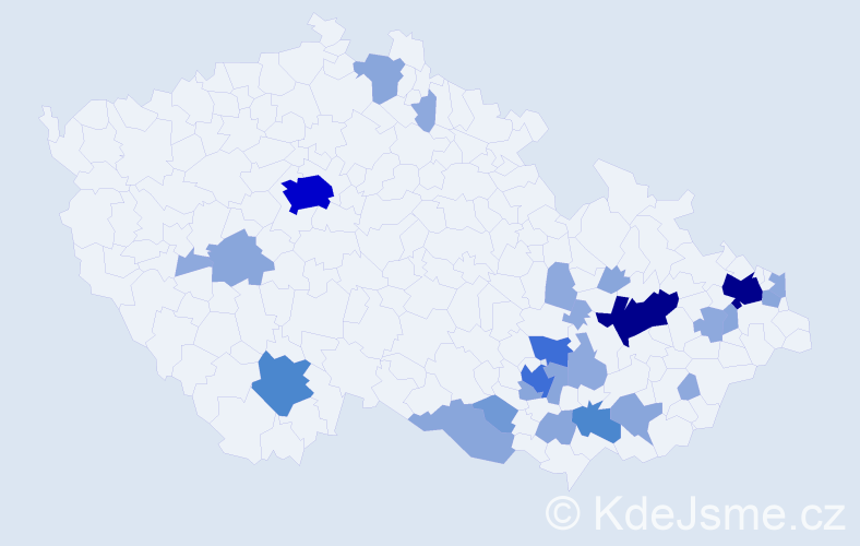 Příjmení: 'Jevický', počet výskytů 73 v celé ČR
