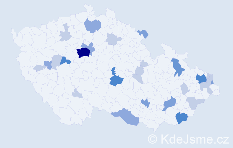 Příjmení: 'Líška', počet výskytů 70 v celé ČR
