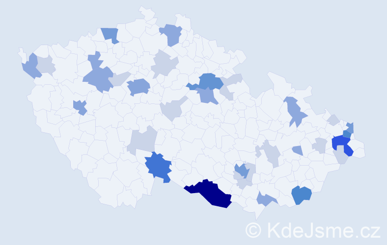 Příjmení: 'Vida', počet výskytů 92 v celé ČR