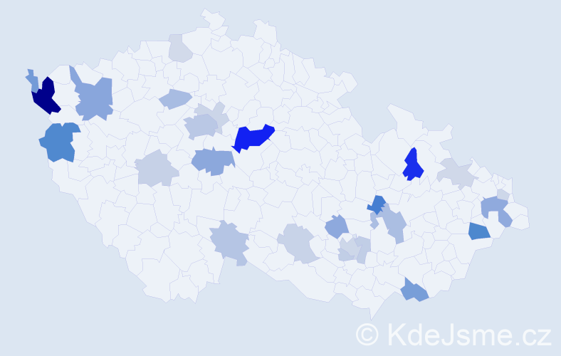 Příjmení: 'Mikita', počet výskytů 66 v celé ČR