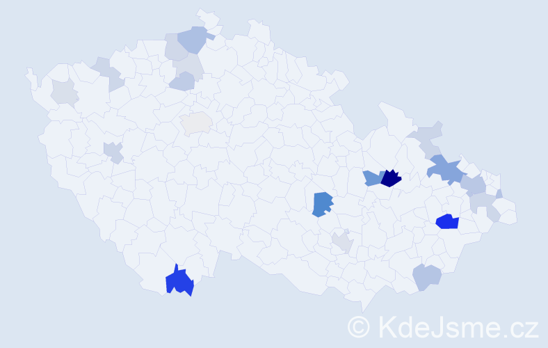 Příjmení: 'Kostelná', počet výskytů 62 v celé ČR