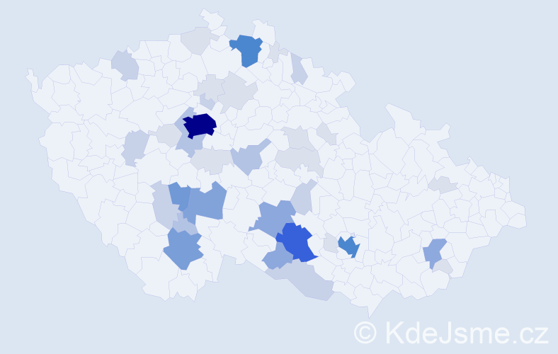 Příjmení: 'Máchalová', počet výskytů 132 v celé ČR