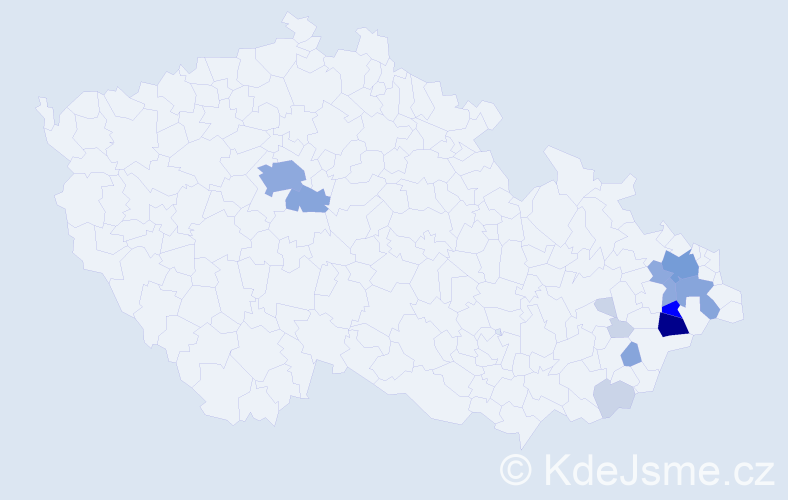 Příjmení: 'Rára', počet výskytů 45 v celé ČR