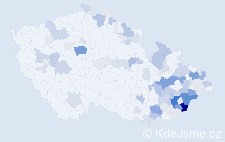 Příjmení: 'Valčík', počet výskytů 323 v celé ČR