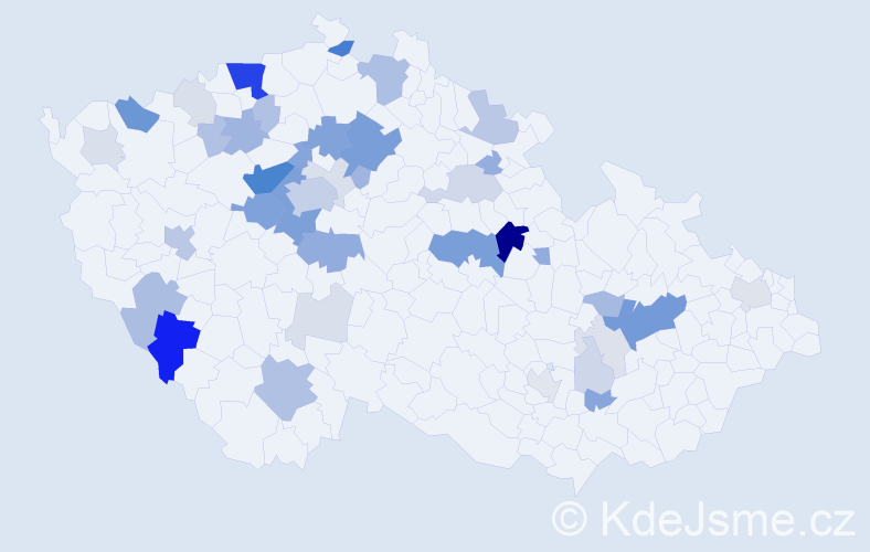 Příjmení: 'Hušák', počet výskytů 145 v celé ČR