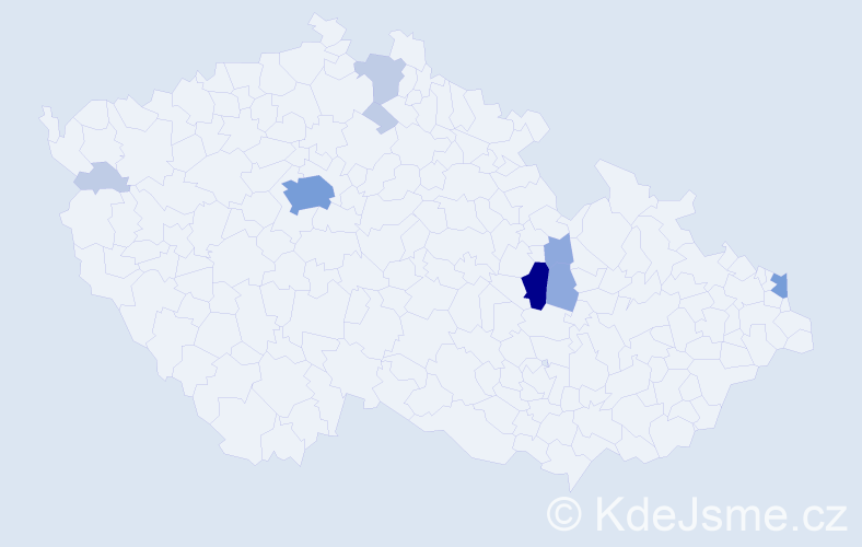 Příjmení: 'Kseňák', počet výskytů 23 v celé ČR