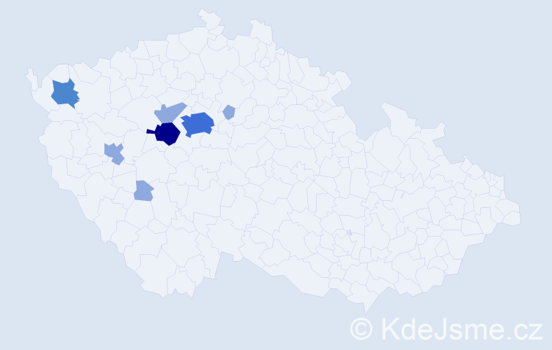 Příjmení: 'Tancl', počet výskytů 22 v celé ČR