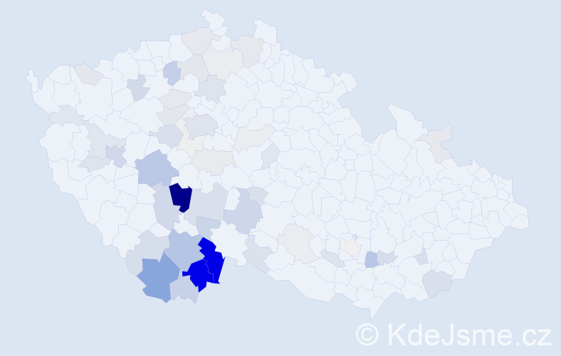 Příjmení: 'Baštýřová', počet výskytů 204 v celé ČR