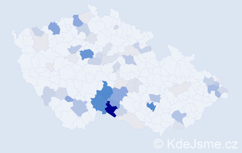 Příjmení: 'Vávrů', počet výskytů 294 v celé ČR