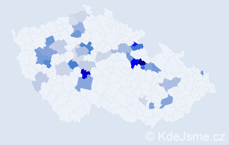 Příjmení: 'Moláček', počet výskytů 95 v celé ČR