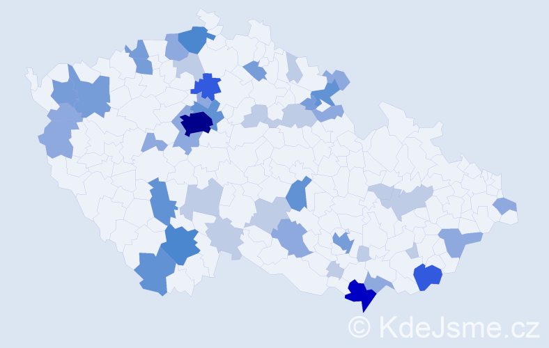Příjmení: 'Mráziková', počet výskytů 118 v celé ČR