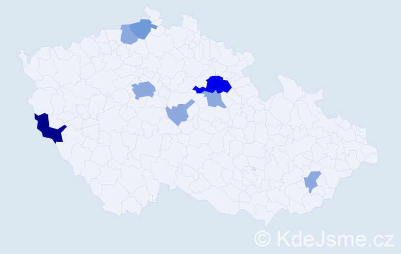 Příjmení: 'Konrádyová', počet výskytů 18 v celé ČR