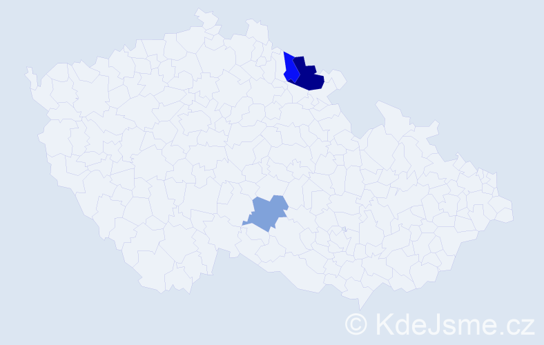 Příjmení: 'Patáč', počet výskytů 5 v celé ČR