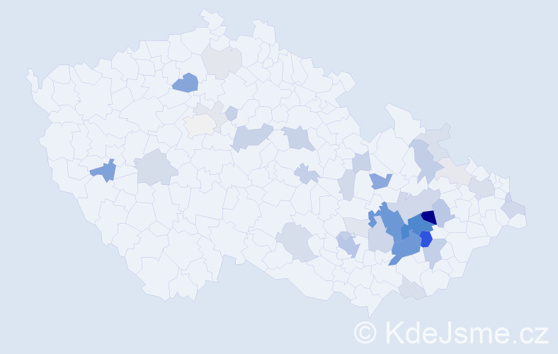 Příjmení: 'Frgalová', počet výskytů 129 v celé ČR