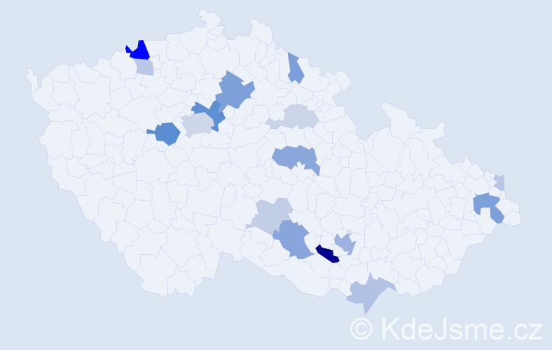Příjmení: 'Duran', počet výskytů 42 v celé ČR