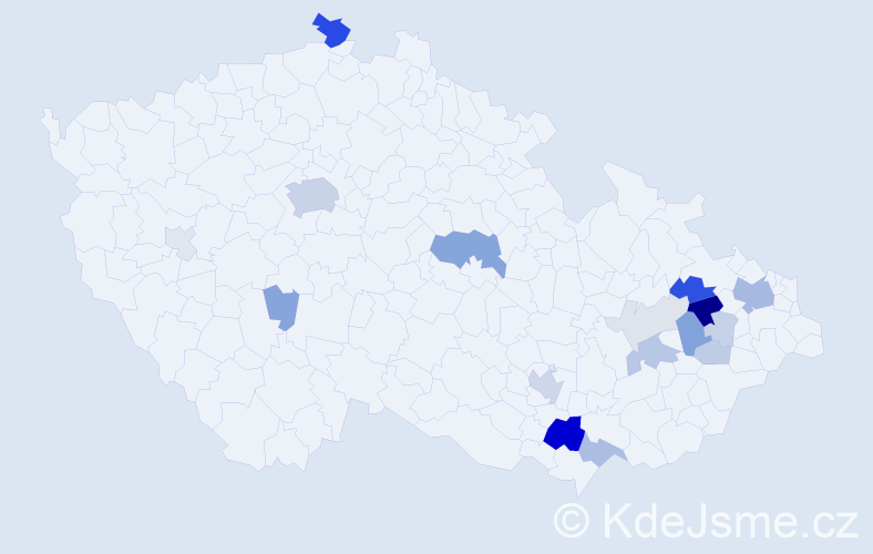 Příjmení: 'Frídl', počet výskytů 57 v celé ČR