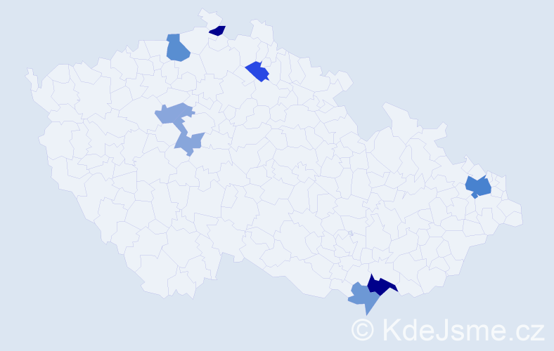 Příjmení: 'Kosibová', počet výskytů 15 v celé ČR