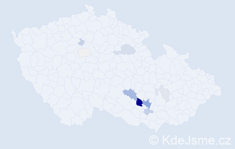 Příjmení: 'Vižďová', počet výskytů 34 v celé ČR