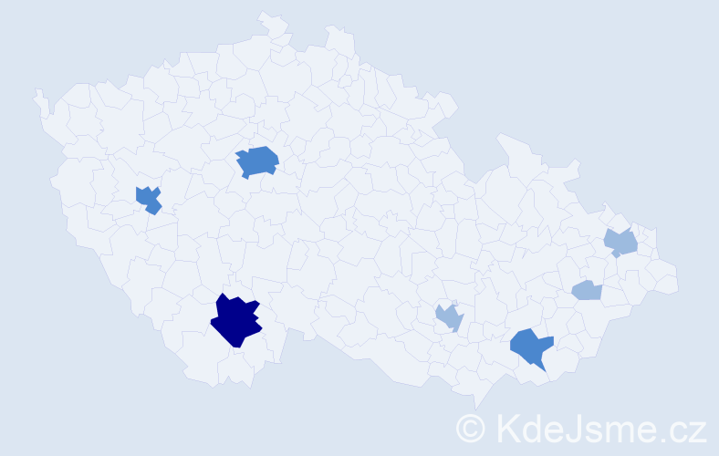 Příjmení: 'Arbet', počet výskytů 13 v celé ČR