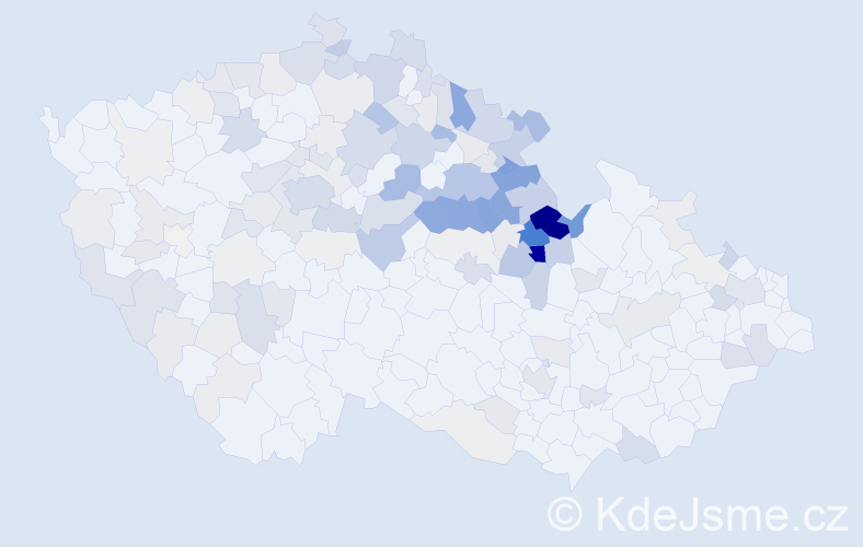 Příjmení: 'Vencl', počet výskytů 608 v celé ČR