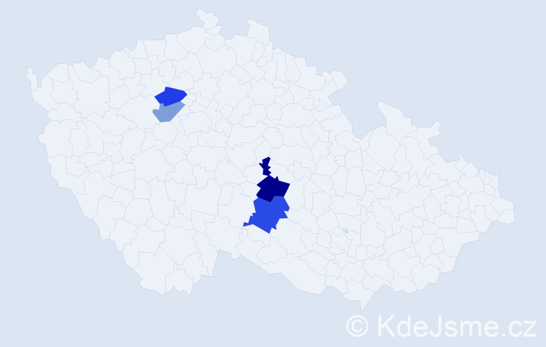 Příjmení: 'Klábeneš', počet výskytů 6 v celé ČR