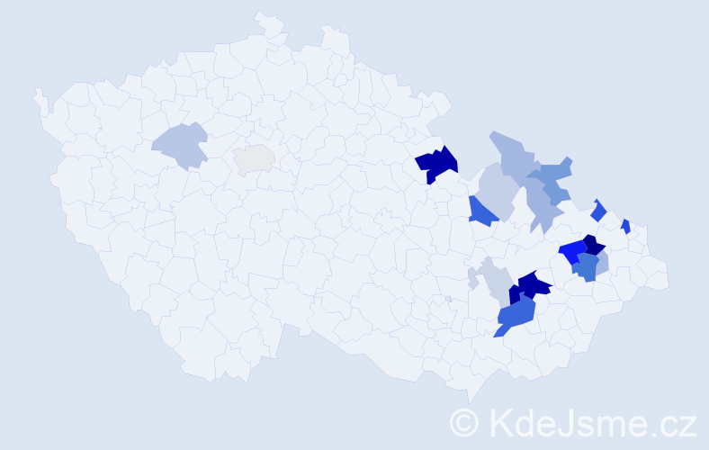 Příjmení: 'Dýčková', počet výskytů 50 v celé ČR