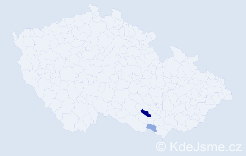 Příjmení: 'Sladeček', počet výskytů 6 v celé ČR