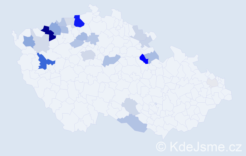 Příjmení: 'Kelešová', počet výskytů 65 v celé ČR