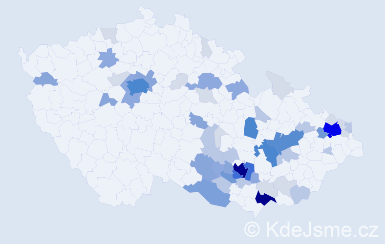 Příjmení: 'Čechovská', počet výskytů 190 v celé ČR