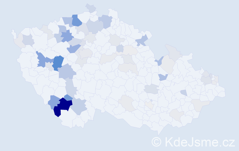 Příjmení: 'Bihary', počet výskytů 218 v celé ČR