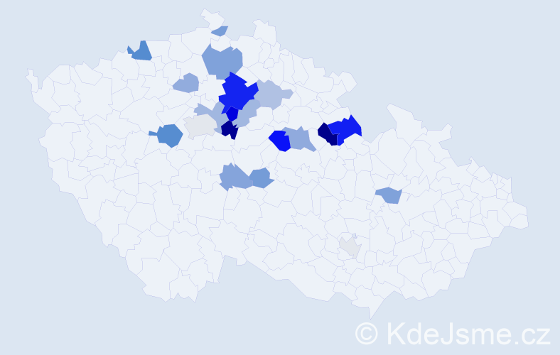 Příjmení: 'Kotera', počet výskytů 53 v celé ČR