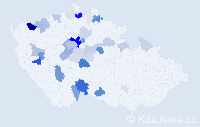 Příjmení: 'Ledecký', počet výskytů 142 v celé ČR