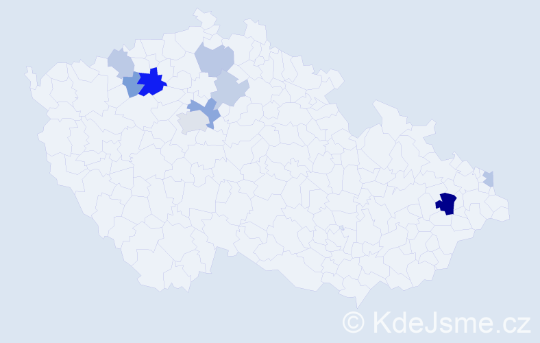 Příjmení: 'Szakálová', počet výskytů 20 v celé ČR