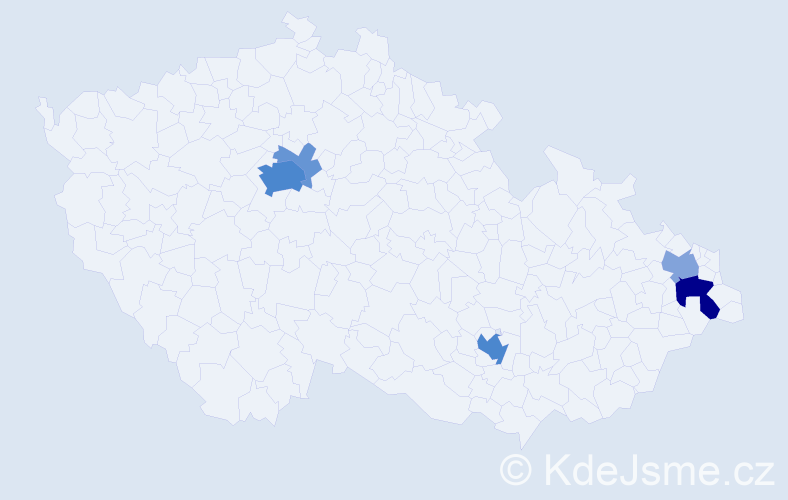 Příjmení: 'Morisáková', počet výskytů 21 v celé ČR
