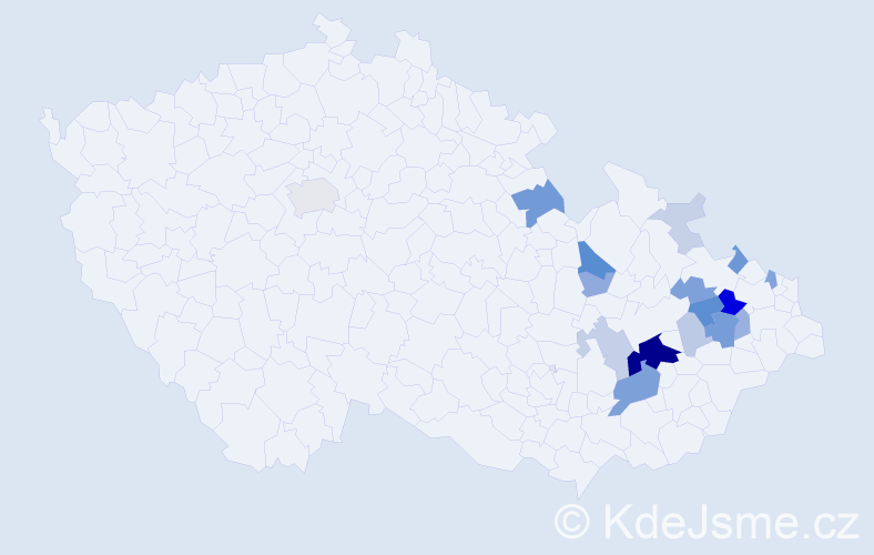 Příjmení: 'Dýčka', počet výskytů 60 v celé ČR