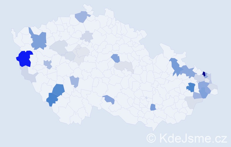 Příjmení: 'Klich', počet výskytů 107 v celé ČR