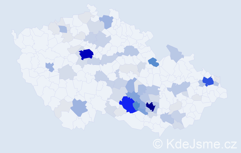 Příjmení: 'Chmelíček', počet výskytů 309 v celé ČR