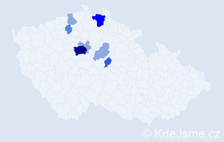 Příjmení: 'Ulihrach', počet výskytů 18 v celé ČR