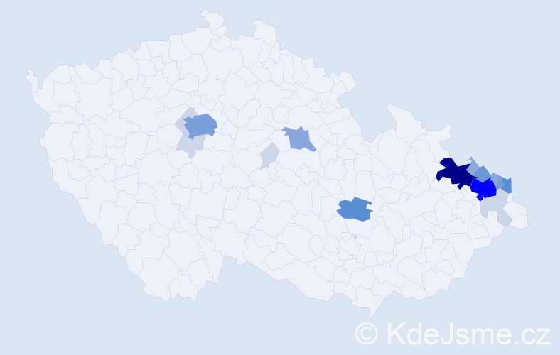 Příjmení: 'Pospiech', počet výskytů 62 v celé ČR